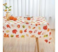 Fall 60x120 Tablecloth Rectangle Fall Leaves Thanksgiving Pumpkins Table Cloth - Oblong Polyester Autumn Harvest Seasonal Table Cover Washable Waterproof for Party Picnic Kitchen Dining Outdoor Décor