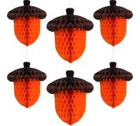 Fall Acorn Honeycomb Ball Decorations, 6Pcs Tissue Paper Honeycomb Centerpiece Hanging Decor for Thanksgiving Autumn Harvest Home Party Supplies, 12in+8in