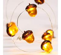 Fall Acorn String Light 3D Acorn Thanksgiving Lights 10 Feet 30 LED Waterproof Lights Battery Powered with 12 Modes, Remote Timer for Fall Thanksgiving Autumn Christmas Indoor Outdoor Decor