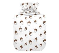 Fall Acorns Nuts White Hot Water Bottle with Cover for Pain Relief Hot Bottle Water Bag for Women, 1L
