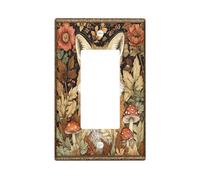 Fall Aesthetic Fox Decorative Switch Cover Plate 1 Gang Single Rocker, Autumn Vintage Wildflower Electrical Faceplate for Bedroom Bathroom Decor, Woodland Standard Size Switchplate