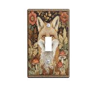 Fall Aesthetic Fox Decorative Switch Cover Plate 1 Gang Single Toggle, Autumn Vintage Wildflower Electrical Faceplate for Bedroom Bathroom Decor, Woodland Standard Size Switchplate