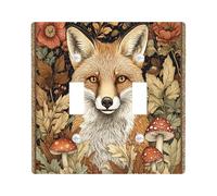 Fall Aesthetic Fox Decorative Switch Cover Plate 2 Gang Double Toggle, Autumn Vintage Wildflower Electrical Faceplate for Bedroom Bathroom Decor, Woodland Standard Size Switchplate