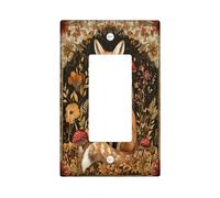 Fall Aesthetic Fox Switch Cover Wall Plate 1 Gang Single Rocker, Autumn Vintage Wildflower Electrical Faceplate for Bedroom Bathroom Decor, Woodland Standard Size Switchplate