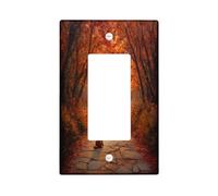 Fall Airedale Terrier Dog Decorative Light Switch Cover Plate 1 Gang Single Rocker, Autumn Nature Scene Electrical Faceplate for Kitchen Bathroom, Puppy Switchcover Decor