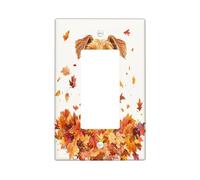 Fall Airedale Terrier Dog Decorative Light Switch Cover Plate 1 Gang Single Rocker, Fun Autumn Maple Leaves Puppy Electrical Switchplate, Weird Cute Pet Electrical Faceplate for Bedroom Room