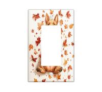 Fall Airedale Terrier Dog Decorative Light Switch Cover Wall Plate 1 Gang Single Rocker, Cute Autumn Maple Leaf Electrical Faceplate for Kitchen Bathroom, Pet Switchcover Decor