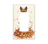 Fall Airedale Terrier Dog Decorative Light Switch Cover Wall Plate 1 Gang Single Rocker, Fun Autumn Maple Leaves Puppy Electrical Switchplate, Weird Cute Pet Electrical Faceplate for Bedroom Room