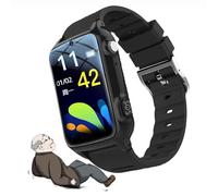 Fall Alert Devices Elderly Fall Detection 4G Smart Watch Fall Alarm IP67 Waterproof Fitness Tracker SOS GPS Location Video Call Alarm Clock for Dementia Alzheimer's (Red)