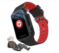 Fall Alert Devices Elderly Fall Detection 4G Smart Watch Fall Alarm IP67 Waterproof Fitness Tracker SOS GPS Location Video Call Alarm Clock for Dementia Alzheimer's (Red)