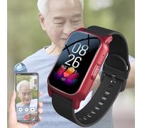 Fall Alert Devices for Elderly, Smart Watch for Seniors with HD Video Call, Fall Detection, GPS ＆ IP67 Waterproof, Gifts for Parents And Elders,Red