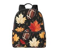 Fall American Football Backpack for Women Men Autumn Maple Leaves Teenage School Bag Bookbag Casual Daypack for College Travel Work