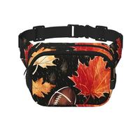 Fall American Football Double Layer Waist Bag Pack Autumn Maple Leaves Bum Bag Fanny Pack for Men Women, Adjustable Belt Bag for Travel Hiking Running Cycling Festival