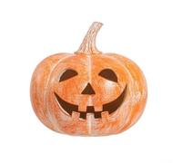 Fall and Halloween Indoor Pumpkin Decoration with Hollow Center for LED Light Display, Resin Crafted Ornament Adds Warm Glow to Living Spaces (17cm)