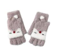 Fall And Winter Gloves Ms Edition Half Refers To The Clamshell Girl Students Write More Wool Warm Gloves Women Gloves (Purple, One Size)