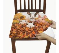 Fall Animal Friends Chair Seat Covers, Stretch Removable Spandex Cushion Covers with Cute Farm Animals Print, Autumn Decorative Slipcovers for Kitchen Dining Decor 6PCS