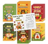 Fall Animal Theme Coloring Books for Kids - 48Pcs Bulk Autumn Christian Mini Coloring Booklet DIY Art Drawing Book with Squirrel Hedgehog for Toddlers Halloween Thanksgiving Party Goodie Bag Filler