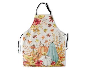 Fall Apron Pumpkin Maple Leaf Cooking Apron with Pockets Burnt Orange Yellow Red Autumn Colored Thanksgiving Kitchen Apron Adjustable Neck for Women Men Home Holiday Decorations Gift, Orange Yellow