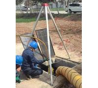 Fall Arrest Kit - 1200 Lbs Hand Winch Foldable Tr & Derrick C for Safe Sewer Well Tunnel Entry - Lifting & Equint