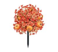 Fall Artificial Pumpkin Artificial Flowers,Outdoor Autumn Faux Maple Sphere Bushes with Ground Spike,Fake Plant with Orange Leaves for Garden,Halloween & Thanksgiving Decor