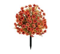 Fall Artificial Pumpkin Artificial Flowers,Outdoor Autumn Faux Maple Sphere Bushes with Ground Spike,Fake Plant with Orange Leaves for Garden,Halloween & Thanksgiving Decor