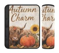 Fall Autumn Cow Pumpkin Sunflower 2 pcs Seatbelt Cover Stop seat Belt Cutting into Neck for SUV Protector para cinturón de carro