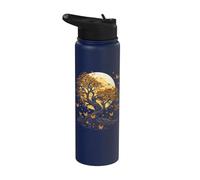 Fall Autumn Falling Leaves with Tree and Butterfly Orange Stainless Steel Insulated Water Bottle