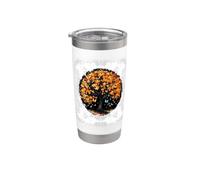 Fall Autumn Falling Leaves with Tree and Butterfly Stainless Steel Insulated Tumbler