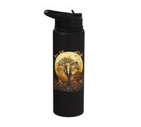 Fall Autumn Falling Leaves with Tree and Butterfly Stainless Steel Insulated Water Bottle