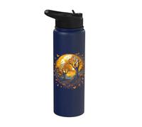Fall Autumn Falling Leaves with Tree and Butterfly Stainless Steel Insulated Water Bottle