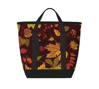 Fall Autumn Leaves Acorn Berries Printed,Lunch Bags Large Capacity Insulated Tote Bag For Women Men Work Picnic Travel
