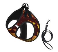 Fall Autumn Leaves Acorn Berries Printed,Pet Harness,Adjustable Reflective Dog Harness,Pet Leash Vest,S