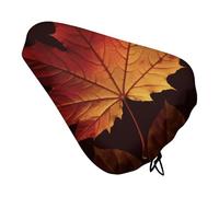 Fall Autumn Leaves Bike Seat Cover Waterproof Oxford Fabric, Universal Adjustable Bicycle Saddle Cover with Drawstring Easy Install Protective Rain Dust Covers for Women Men