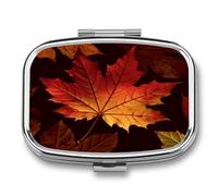 Fall Autumn Leaves Pill Box Medicine Pill Organizer Small Pill Case Travel Pill Container Portable Pill Case for Pocket 2 Compartment Pill Holder Pill Boxes for Travel