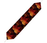 Fall Autumn Leaves Table Runner for Dining Table, Short Plush Runners Washable & Durable Tablerunner Modern Home Decor for Wedding, Kitchen, Holiday 200*33cm