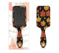 Fall Autumn Maple Leaves Pattern Hair Brush Wet Dry Air Cushion Hair Brush Plastic Detangler Hairbrush for Kids Adults Back To School Gift Women Men