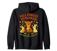 Fall Autumn Woodland Walks For Kids Animals Deer Rabbits Zip Hoodie