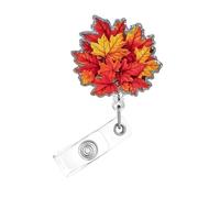 Fall Badge Reel,Maple Leaves Acrylic Badge for ID Card Badge,Fun Autumn Telescoping Retractable Badge Holder Alligator Clip Accessories for Nurse,Medical Worker,Nursing Student,Teacher