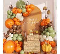 Fall Balloon Arch Kit 139Pcs Thanksgiving Balloon Garland Arch Kit Include Orange Brown Green Sand White Balloons for Autumn Harvest Thanksgiving Birthday Party Baby Shower Decorations