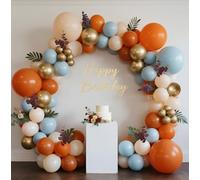 Fall Balloon Arch Kit Blue Orange Sand White Blush Balloons Garland Gold Eucalyptus Leaf for Little Pumpkin On The Way Baby Shower Thanksgiving Autumn Birthday Party Decorations