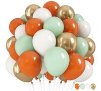 Fall Balloons Set, 12 Inch Thanksgiving Balloons, Retro Burnt Terracotta Rust Orange Dusty Sage Mint Green White Metallic Gold Latex Balloon for Thanksgiving Autumn Harvest Fall Birthday Decorations