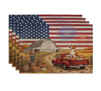 Fall Basenji Dog Placemats Set of 4, 12 * 18, Autumn Farmhouse Barn Truck 4Pcs Print Table Mats for Dinning, Country Harvest Holiday Home Kitchen Decor