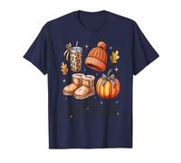 Fall Basics Pumpkin Cozy Beanie Boots Leopard Cup T-Shirt