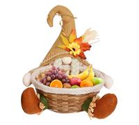 Fall Basket - Fall Baskets For | Pumpkin Baskets | Scarecrow Fruit Baaskets | Thanksgiving Baasket | Cute Scarecrow Doll Falls Woven Basket Bin | Hand-Made Straw Hat Gnomes Holiday Home