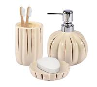 Fall Bathroom Accessory Set of 3, Harvest Pumpkin Bathroom Decor, Ceramic Bathroom Accessories Complete -Toothbrush Holders, Soap Dispenser, Soap Dish, Bathroom Organizer for Countertop