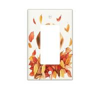 Fall Beagle Dog Decorative Light Switch Cover Plate 1 Gang Single Rocker, Fun Autumn Maple Leaves Puppy Electrical Faceplate for Room, Weird Cute Pet Switchcover Switchplate