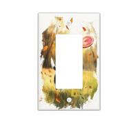 Fall Beagle Dog Decorative Light Switch Cover Plate 1 Gang Single Rocker, Fun Autumn Scenic Puppy Electrical Switchplate, Maple Leaves Cute Pet Electrical Faceplate for Bedroom Room