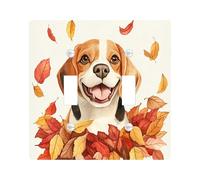Fall Beagle Dog Decorative Light Switch Cover Plate 2 Gang Double Toggle, Fun Autumn Maple Leaves Puppy Electrical Faceplate for Room, Weird Cute Pet Switchcover Switchplate