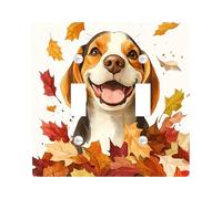 Fall Beagle Dog Decorative Light Switch Cover Wall Plate 2 Gang Double Toggle, Fun Autumn Maple Leaves Puppy Electrical Faceplate for Room, Weird Cute Pet Switchcover Switchplate