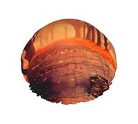 Fall Beautiful Autumn Print Shower Cap for Women & Men - Reusable, Double Layer, Breathable, Hair Bath Cap L